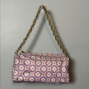 J. Crew Silk Floral Patterned Purple and Gold Chain Women's Bag small party bag